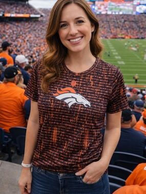 NFL Women's Short Sleeve Denver Broncos Logo Tee Size L (?)